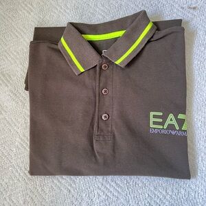 Emporio Armani Brown Polo with Neon Green Details